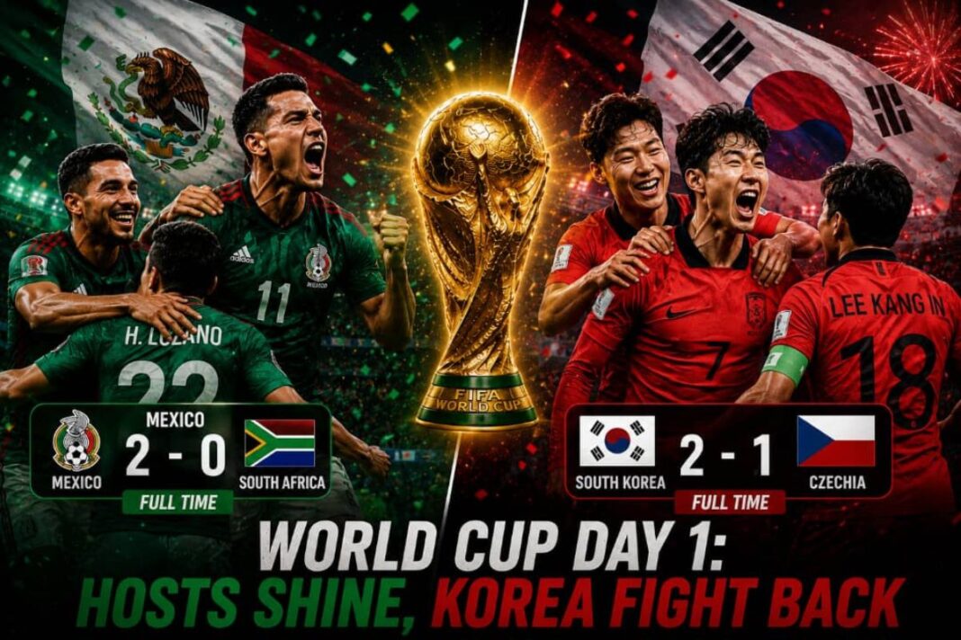 FIFA World Cup 2026: Day 1 Review and Day 2 Preview: Mexico Delight Home Fans as South Korea Stage Comeback Victory FIFA World Cup 2026 Day 1 Review and Day 2 Preview: Mexico Delight Home Fans as South Korea Stage Comeback Victory