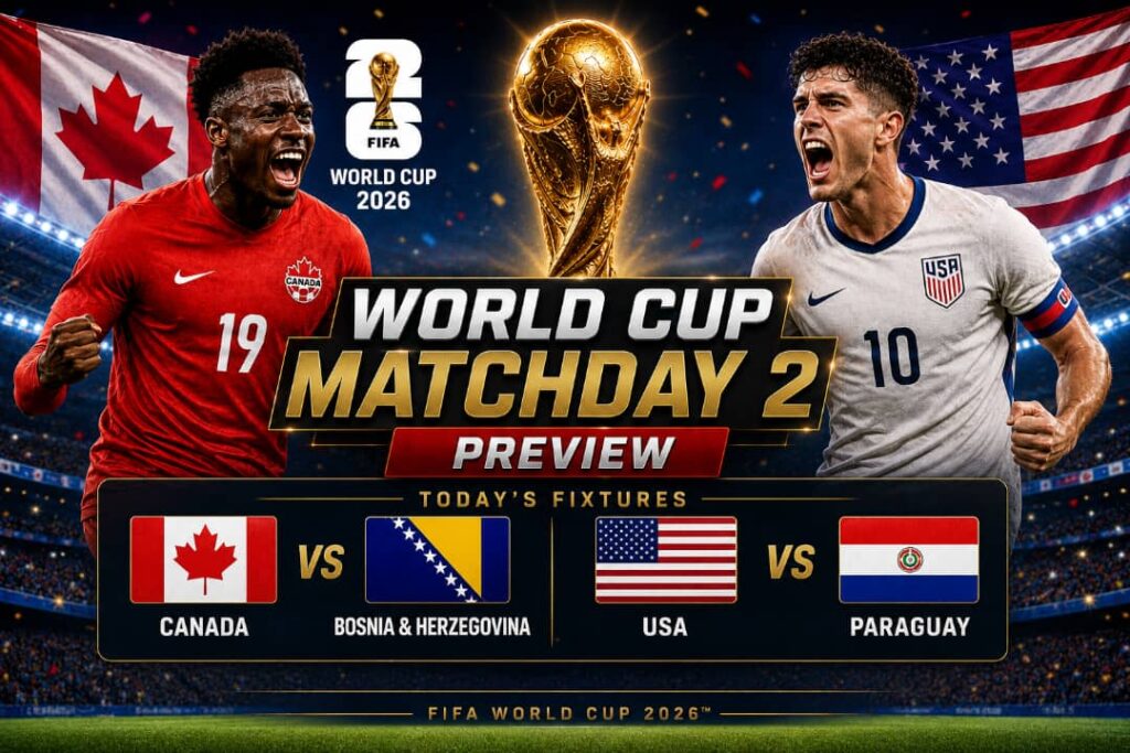 Today's match - Group - Canada vs Bosnia & Herzegovigna, Host nation US vs Paraguay