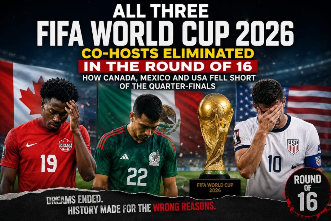 All Three FIFA World Cup 2026 Co-Hosts Eliminated in the Round of 16: How Canada, Mexico and USA Fell Short of the Quarter-finals All Three FIFA World Cup 2026 Co-Hosts Eliminated in the Round of 16: How Canada, Mexico and USA Fell Short of the Quarter-finals