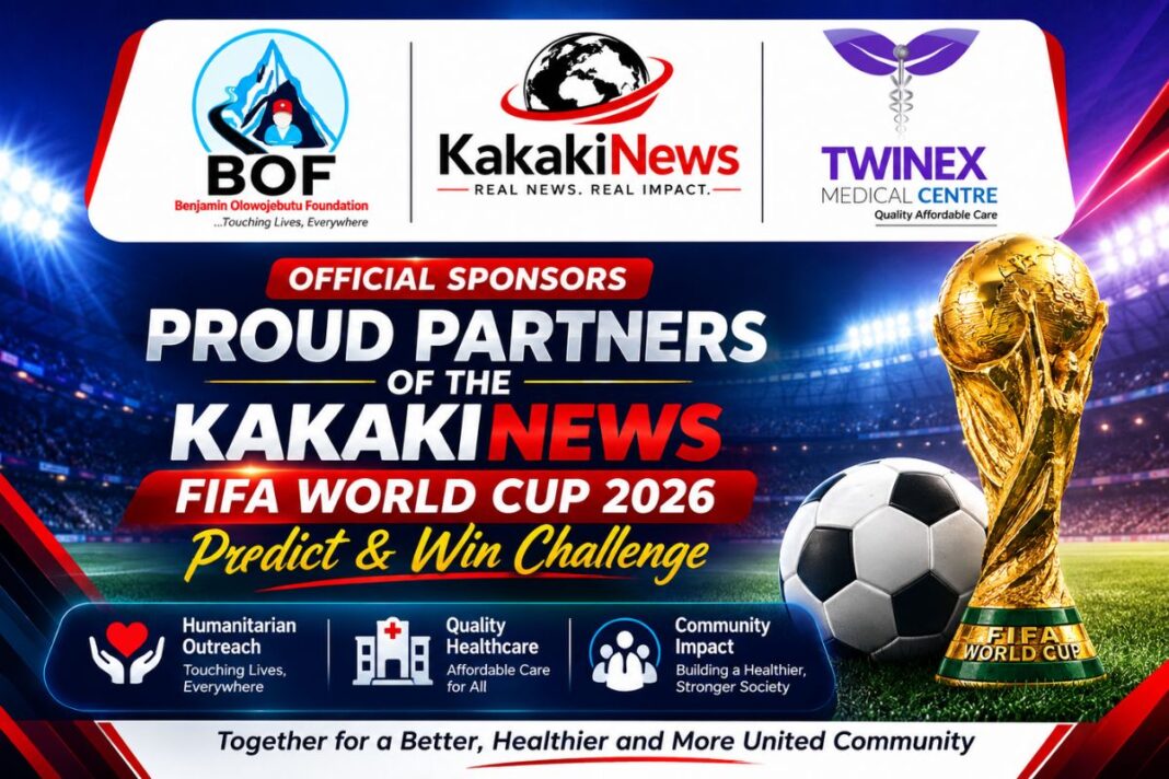 Benjamin Olowojebutu Foundation & Twinex Medical Join KakakiNews as Official Sponsors of the FIFA World Cup 2026 Predict & Win Challenge Benjamin Olowojebutu Foundation & Twinex Medical Join KakakiNews as Official Sponsors of the FIFA World Cup 2026 Predict & Win Challenge