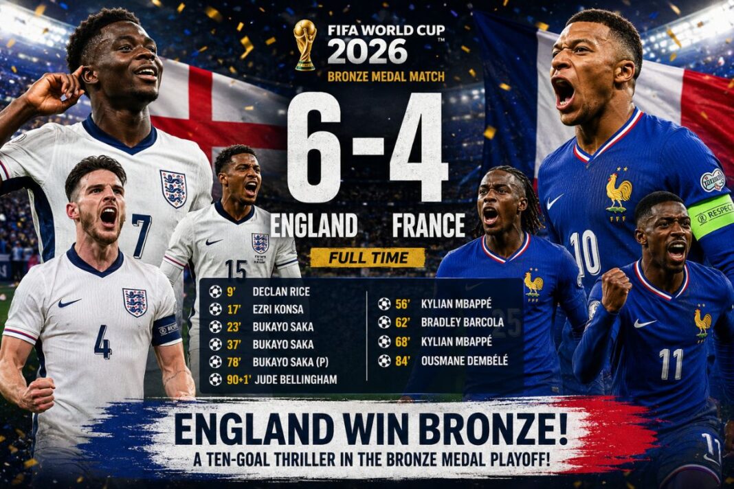 England 6-4 France: Ten-Goal Thriller Seals Bronze as Three Lions Outgun Les Bleus in FIFA World Cup 2026 England 6-4 France: Ten-Goal Thriller Seals Bronze as Three Lions Outgun Les Bleus in FIFA World Cup 2026