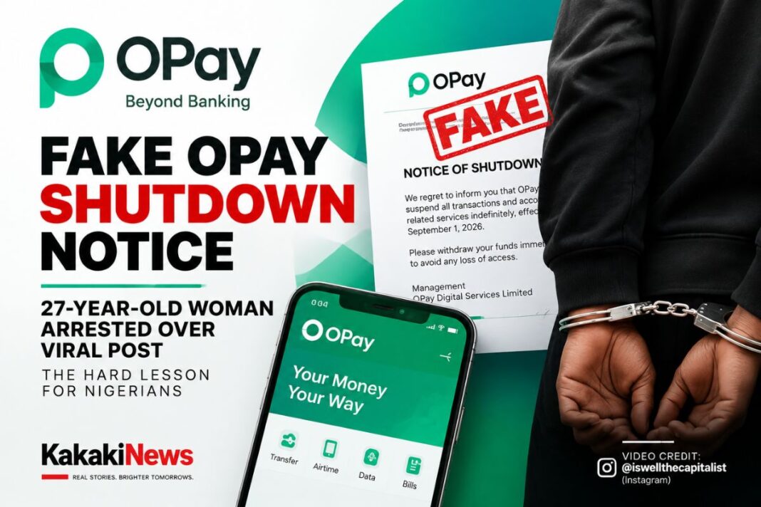 27-Year-Old Woman Arrested Over Fake OPay Shutdown Notice: The Hard Lesson for Nigerians 27-Year-Old Woman Arrested Over Fake OPay Shutdown Notice: The Hard Lesson for Nigerians